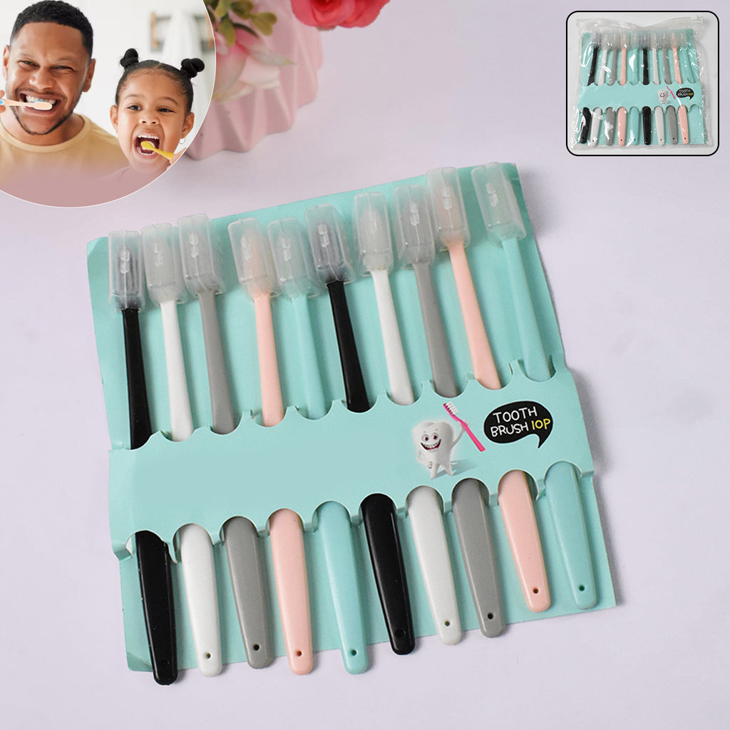 Kids Adults Ultra Soft-bristled Toothbrush With Cover (10 Pcs Set)