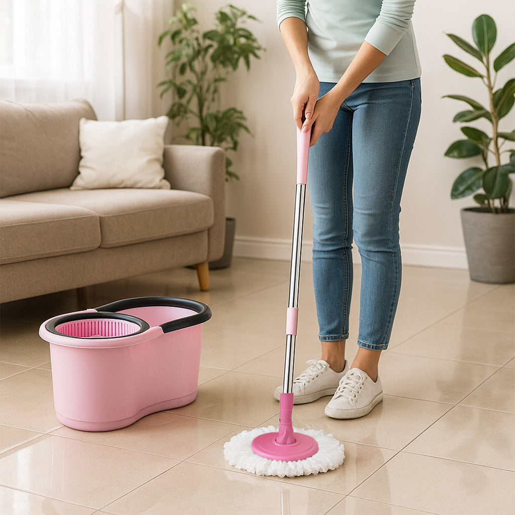 Quick Spin Mop With Steel Spin Bucket Floor Cleaning Easy Wheels  Big Bucket Floor Cleaning Mop With Bucket