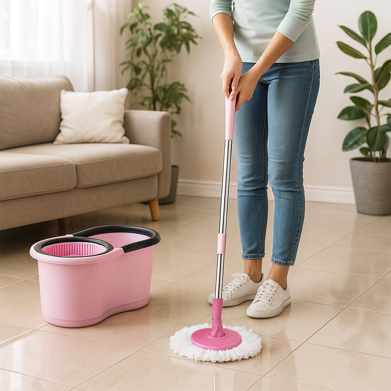 Quick Spin Mop With Steel Spin Bucket Floor Cleaning Easy Wheels  Big Bucket Floor Cleaning Mop With Bucket