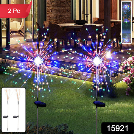 Solar Powered Multicolor Starburst Firework Garden Light Set (2 Pc  150 Led)