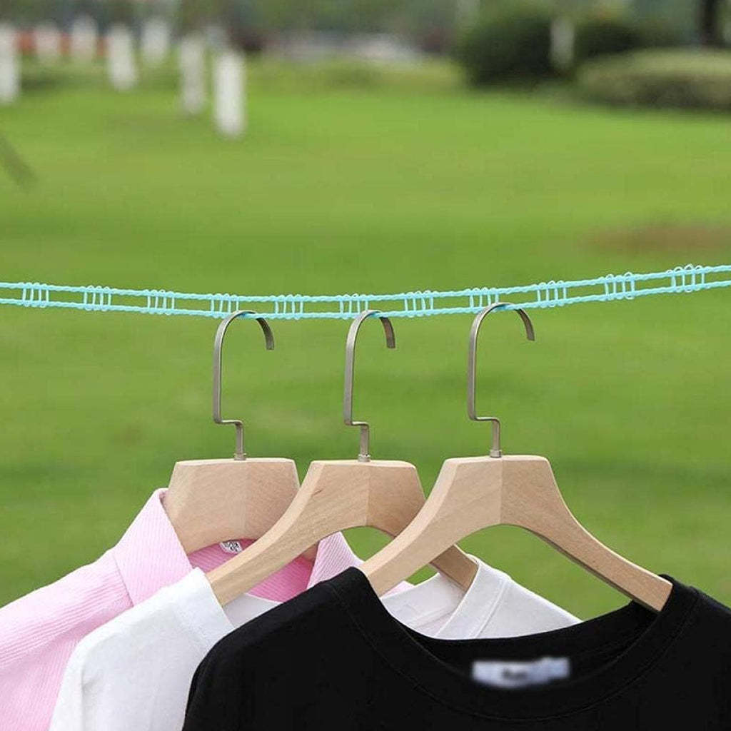 3 Meters Windprood Anti-slip Clothes Washing Line Drying Nylon Rope With Hooks Durable Camping Clothesline Portable Clothes Drying Line Indoor Outdoor Laundry Storage For Travel Home Use (3 Mtr.)