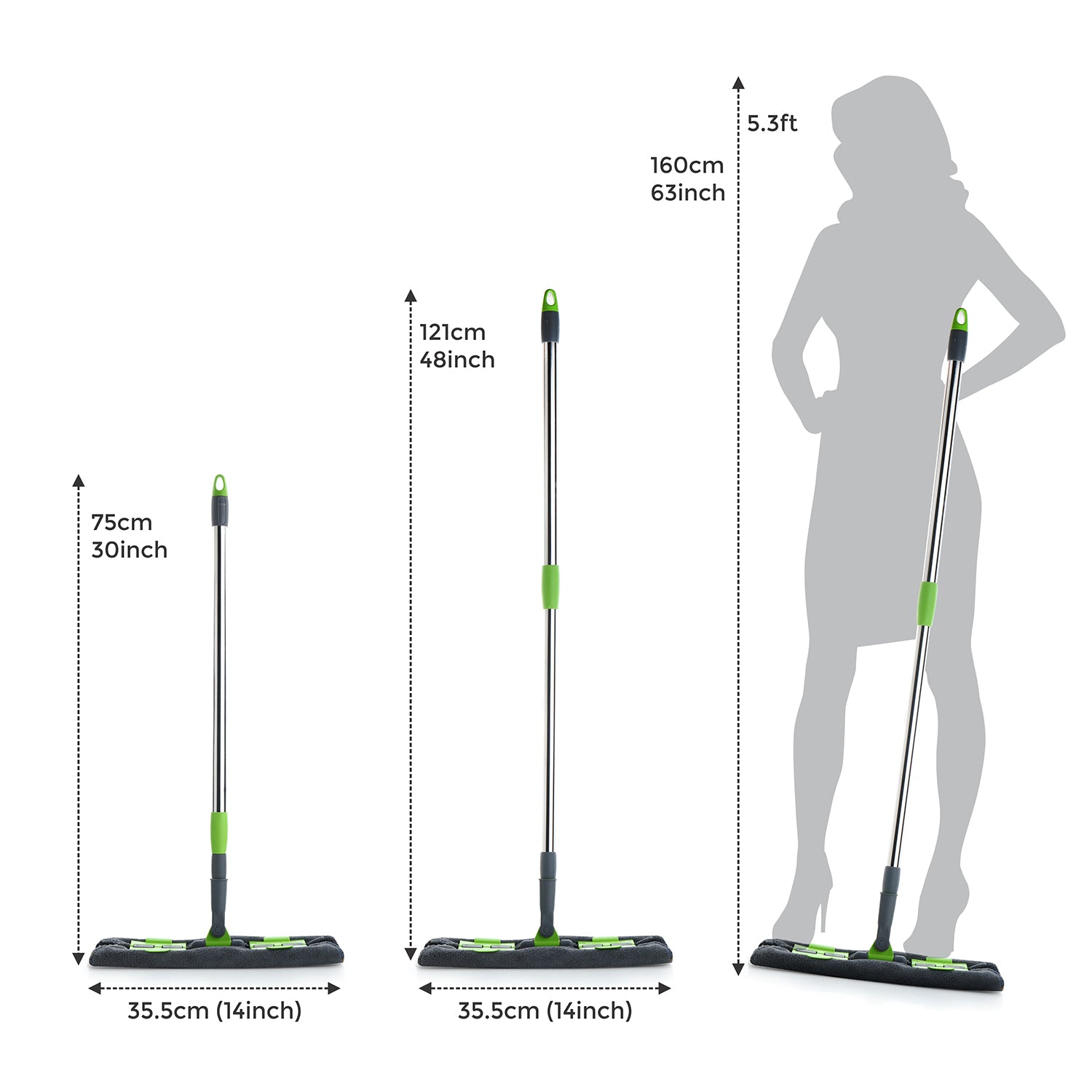 Multipurpose Wet And Dry Cleaning Microfiber Flat Mop Floor Cleaning Mop With  360 Degree Rotating Head And Telescopic Handle Steel Rod Long Handle Dry Mops Standard (1 Piece Multi-colour)