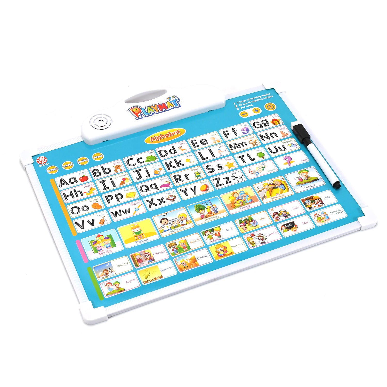 Learning Board 2in1 - Educational Pad For Kids Musical Board For Alphabet Abc Learning Toy Play Mat  Drawing With One Doodle Pen