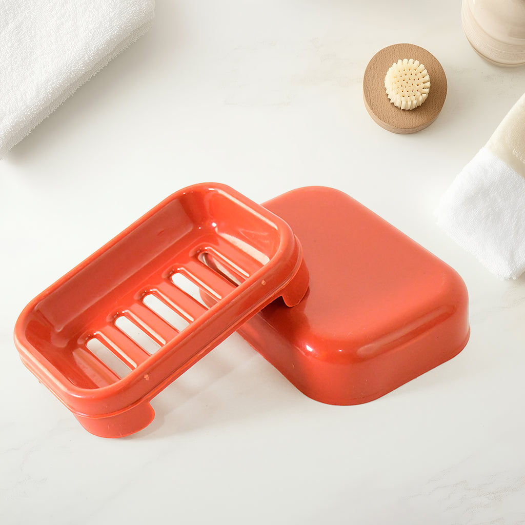 Premium Quality Rectangular Brick Red Plastic Soap Case (1 Pc)