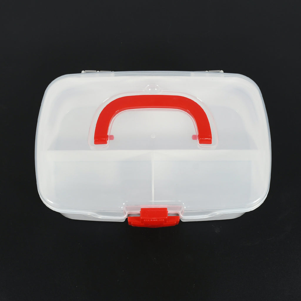 Medical Box 1 Piece Indoor Outdoor Medical Utility Medicine Storage Box Detachable Tray Medical Box Multi Purpose Regular Medicine First Aid Box With Handle  Transparent Lid