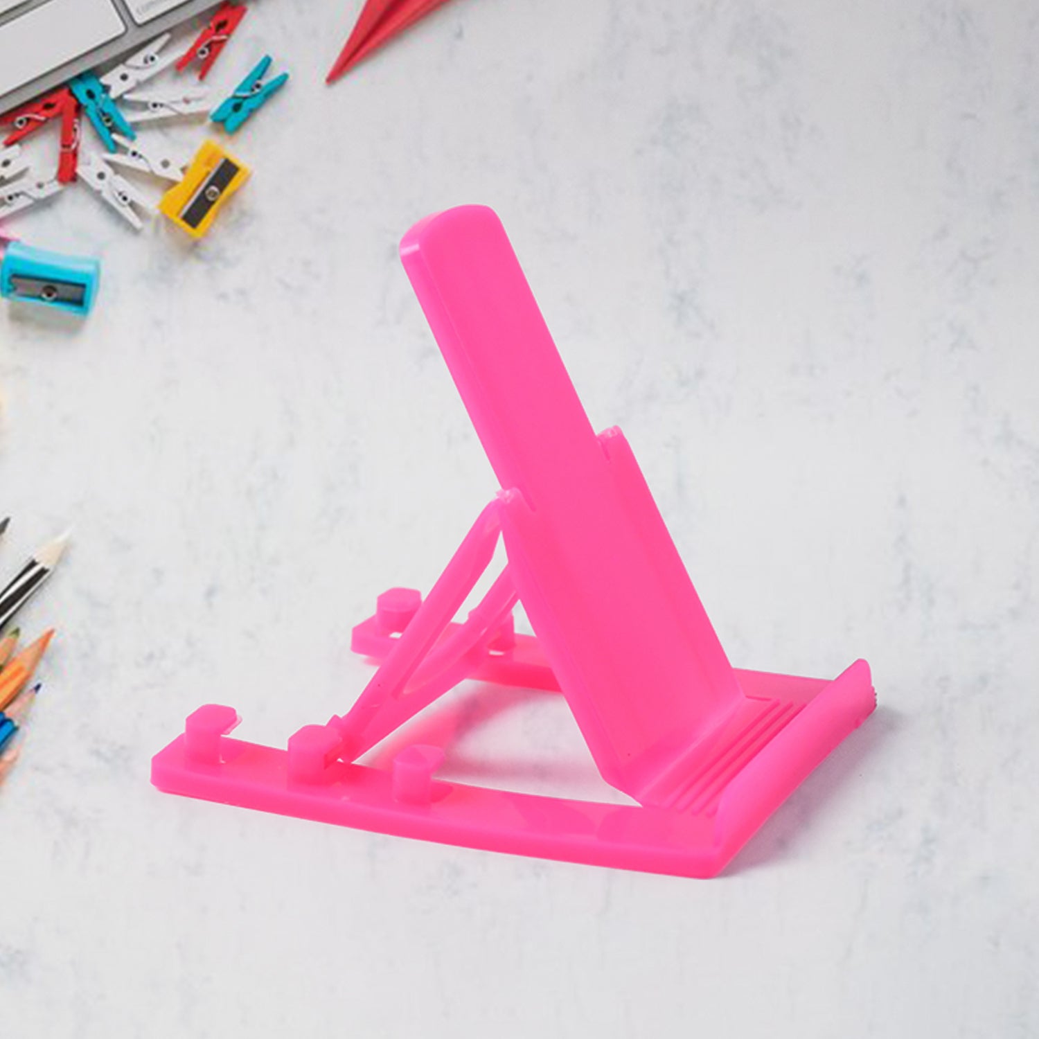 Adjustable Foldable Plastic Mobile Phone Stand Holder (1 Pc)