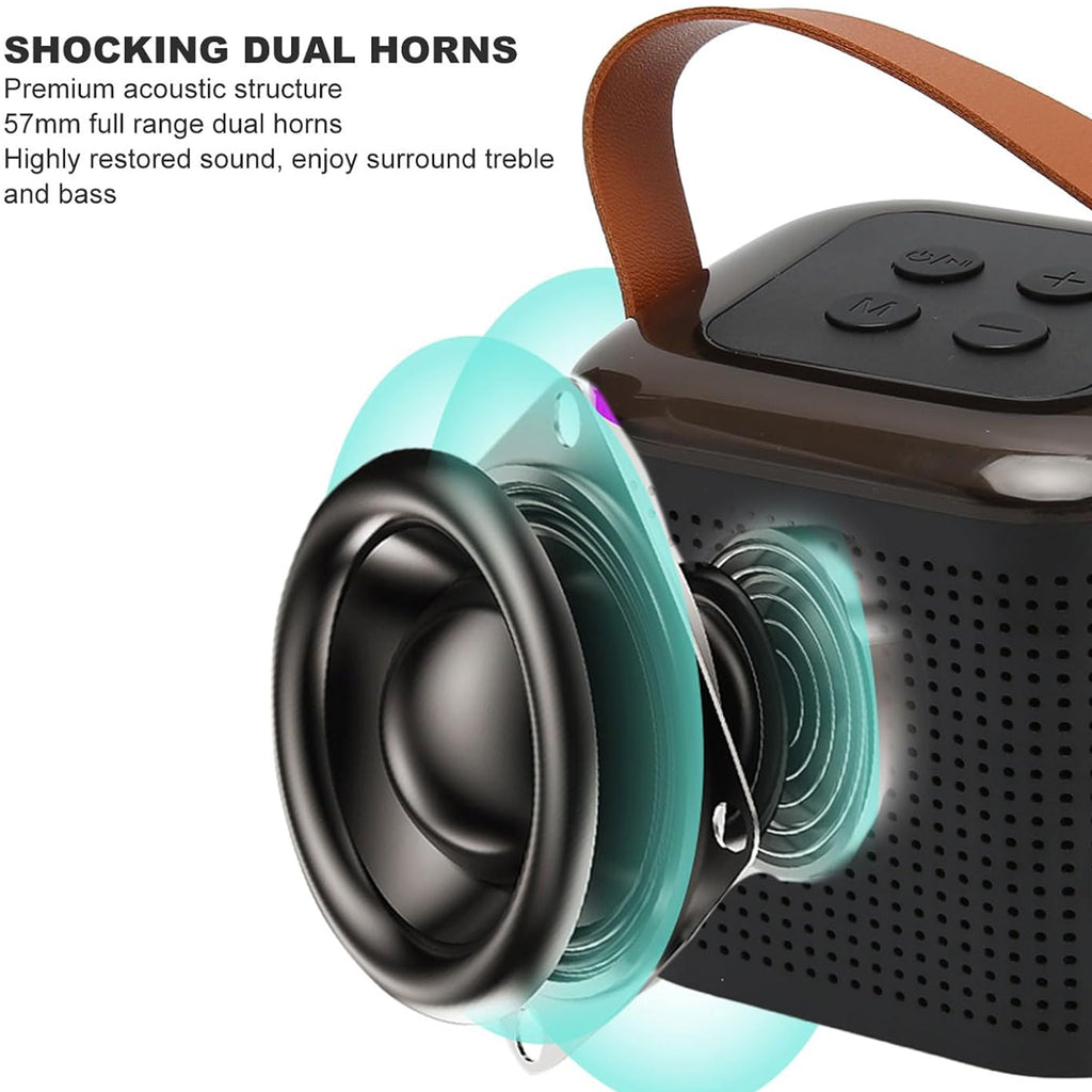 Wireless Speaker Microphone Set Rgb Light Support Memory Card Portablekaraoke Machine Perfect  For Travel Tv