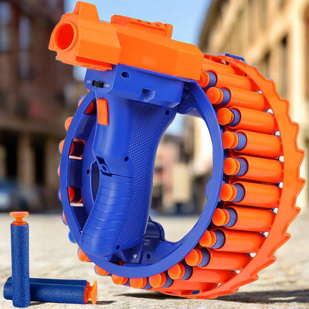Amazing Toy Gun Electric Gun For Children 28 Soft Bullets For Youth Safety Childrens Electric Hand Ring Wheel Soft Bullet Gun Gift Toys