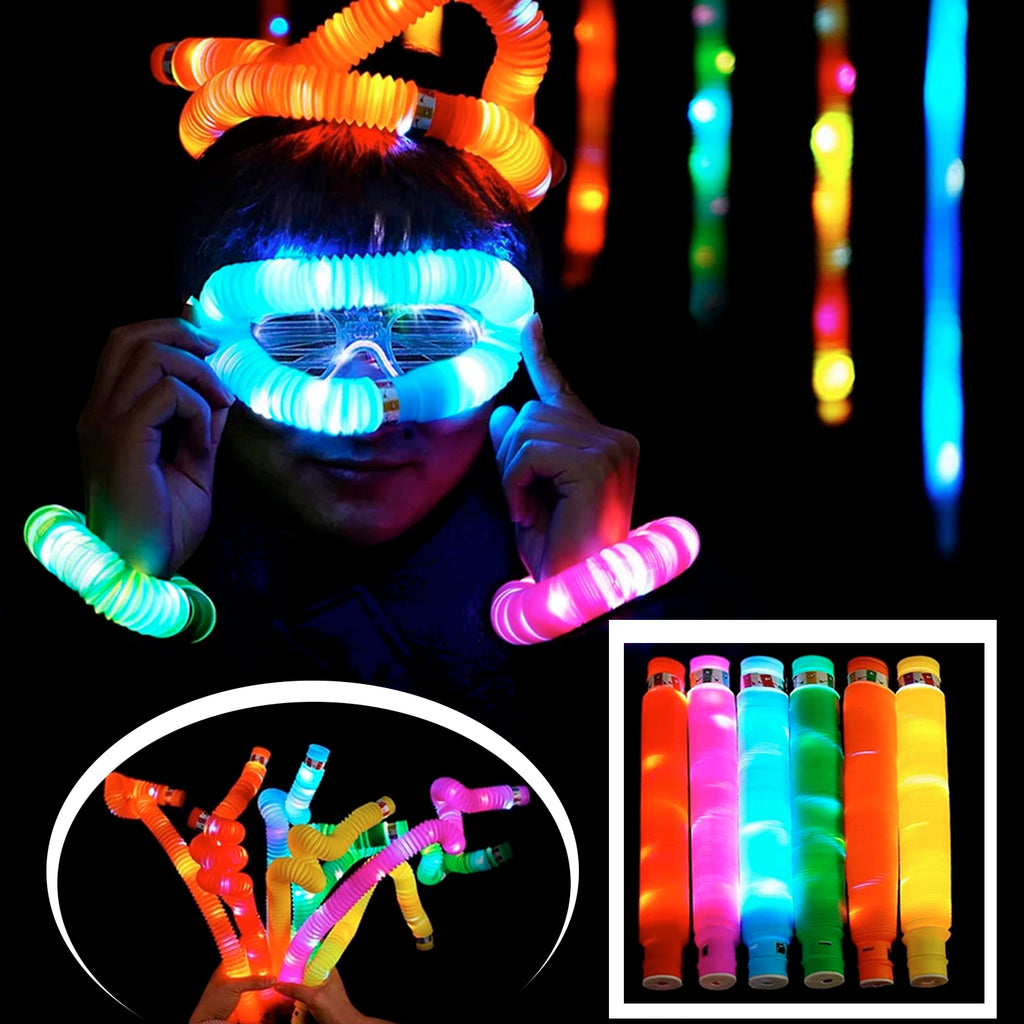 Mini Pop Tubes Colourful Tubes Sensory Toys Stretch Pipe Toy Fidget Tube Toys Pull Tubes Fidget Toys Sensory Stretch Tubes Fun Tubes For Autism Children Kids Adult Reduce Anxiety (Pack Of 12)