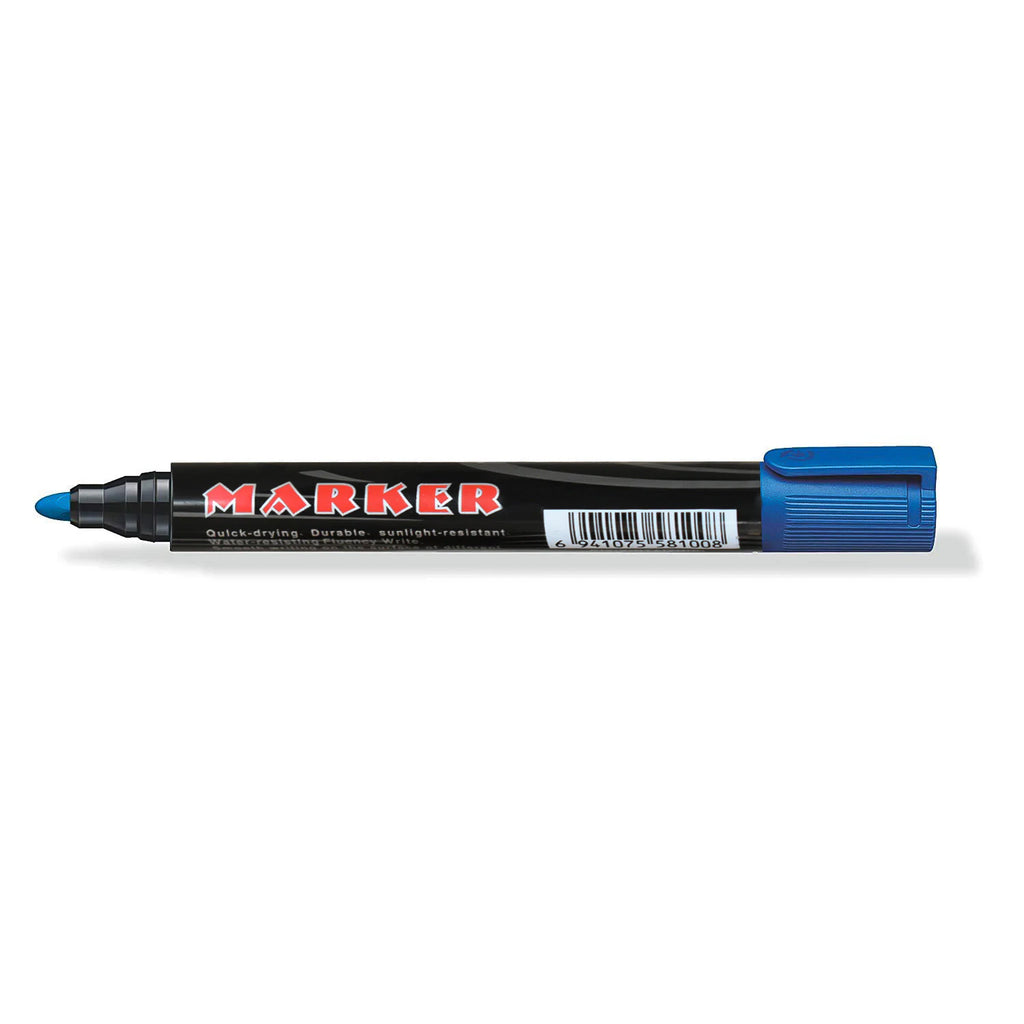 Premium Permanent Blue Marker Pen Set (12 Pc)