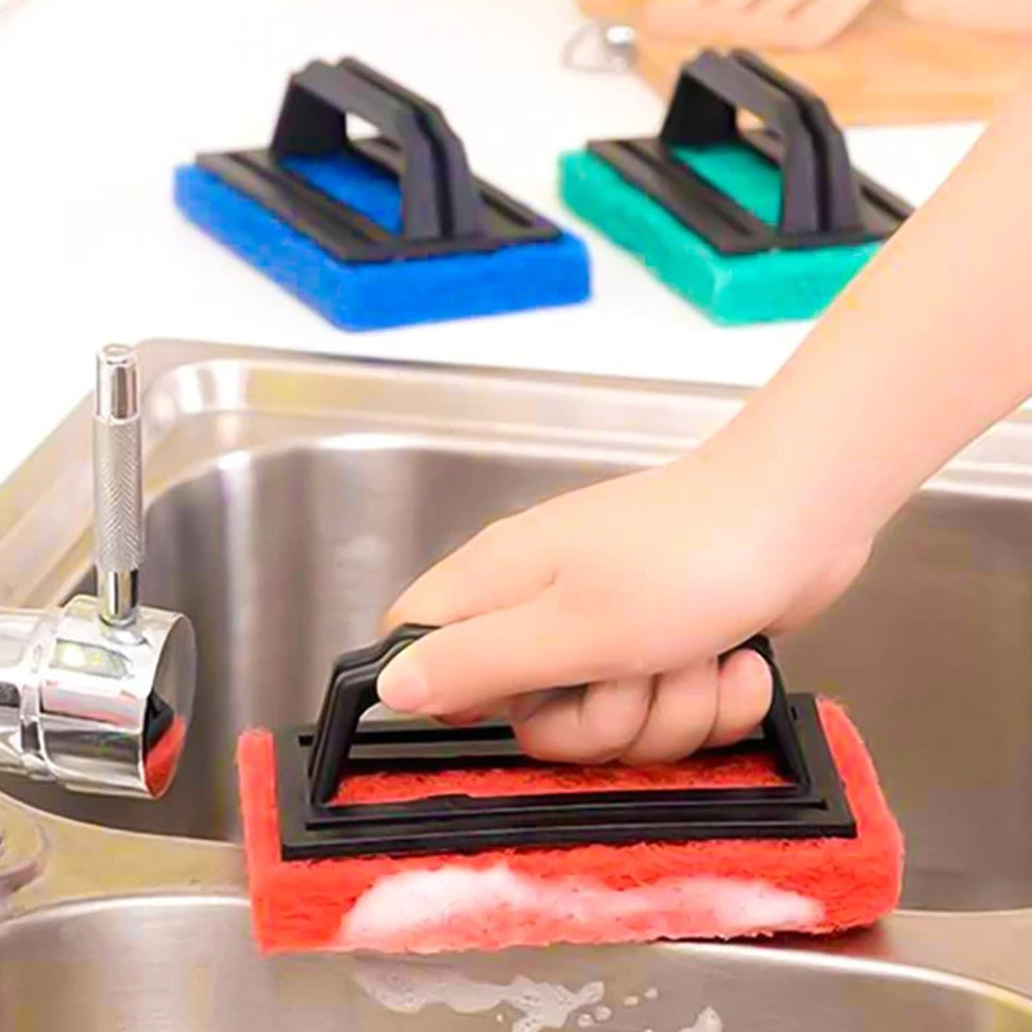 Handle Scrubber Brush Widely Used By All Types Of Peoples For Washing Utensils And Stuffs In All Kinds Of Bathroom And Kitchen Places Etc.