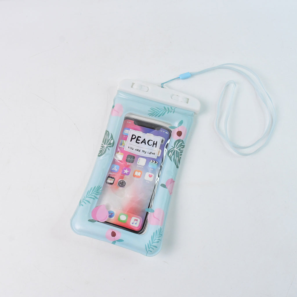 Waterproof Peach Transparent Mobile Pouch With Neck Strap (1 Pc)
