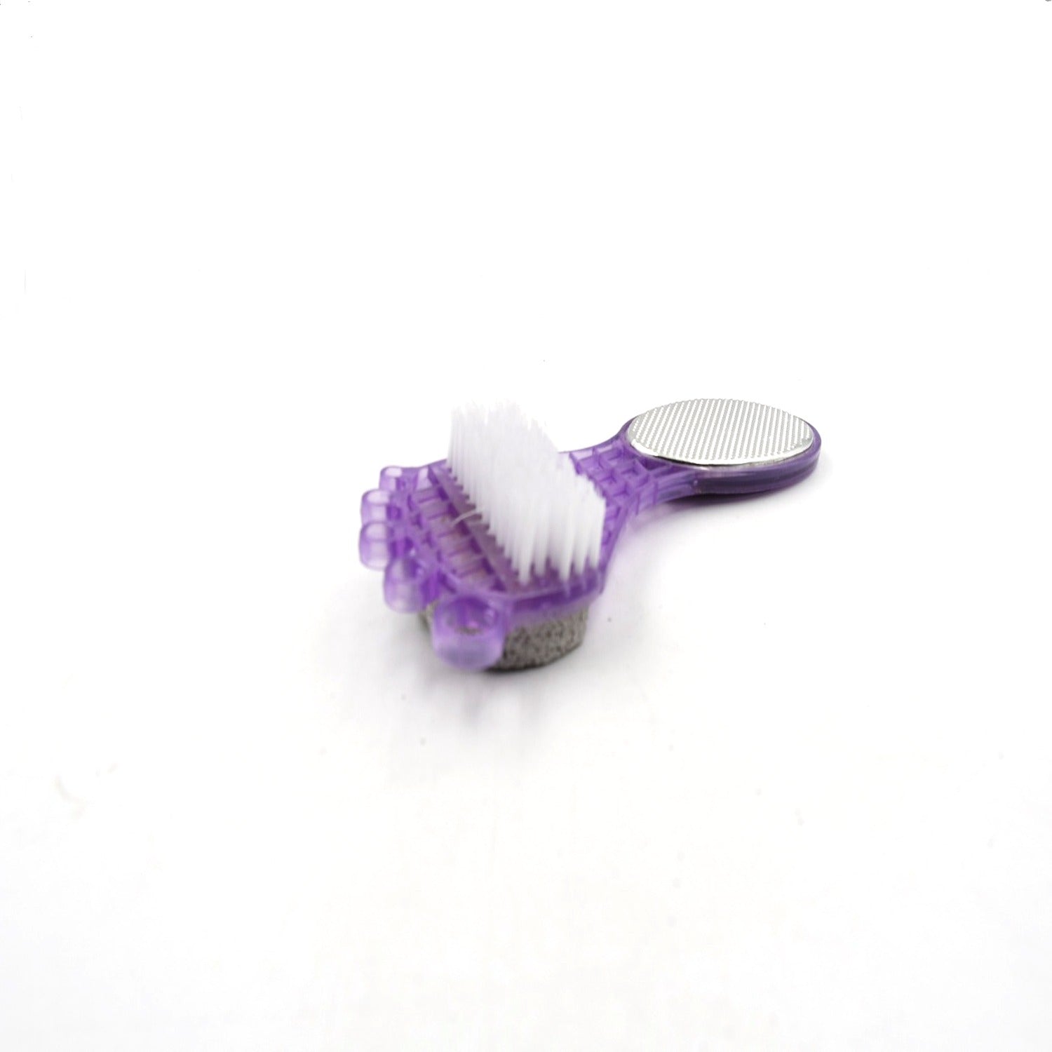 6993  4 In 1 Pedicure Tool For Rough  Dry Feet Dual-sided With Pumice Stone Soft Brush Steel Scrubber  Emery File Softens Hard Foot Corns  Calluses Cleanses  Smoothens Dull Feet
