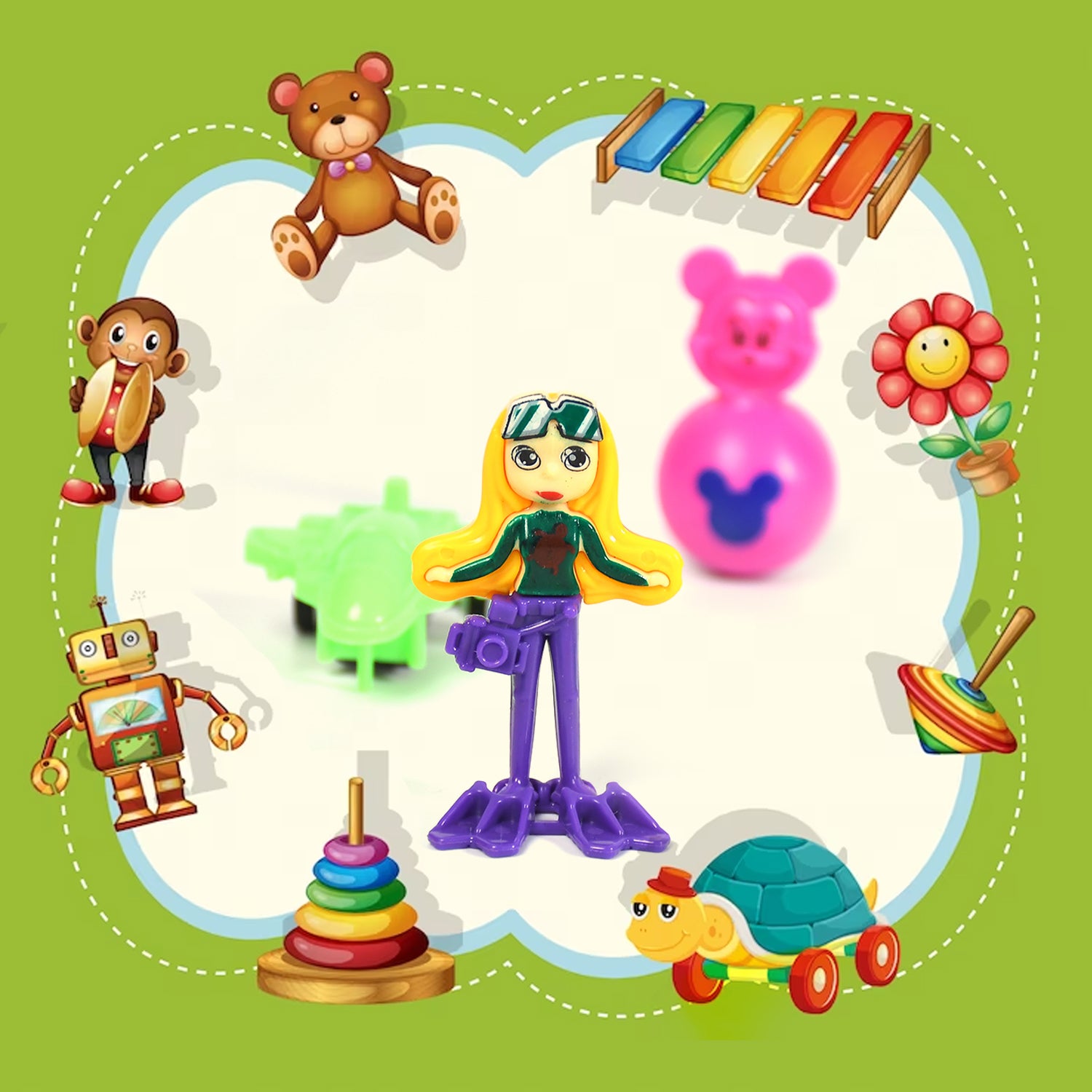 20pc Mix All New Toy With Plastic Commander Container  Mix All Types Playing Toy For Kids