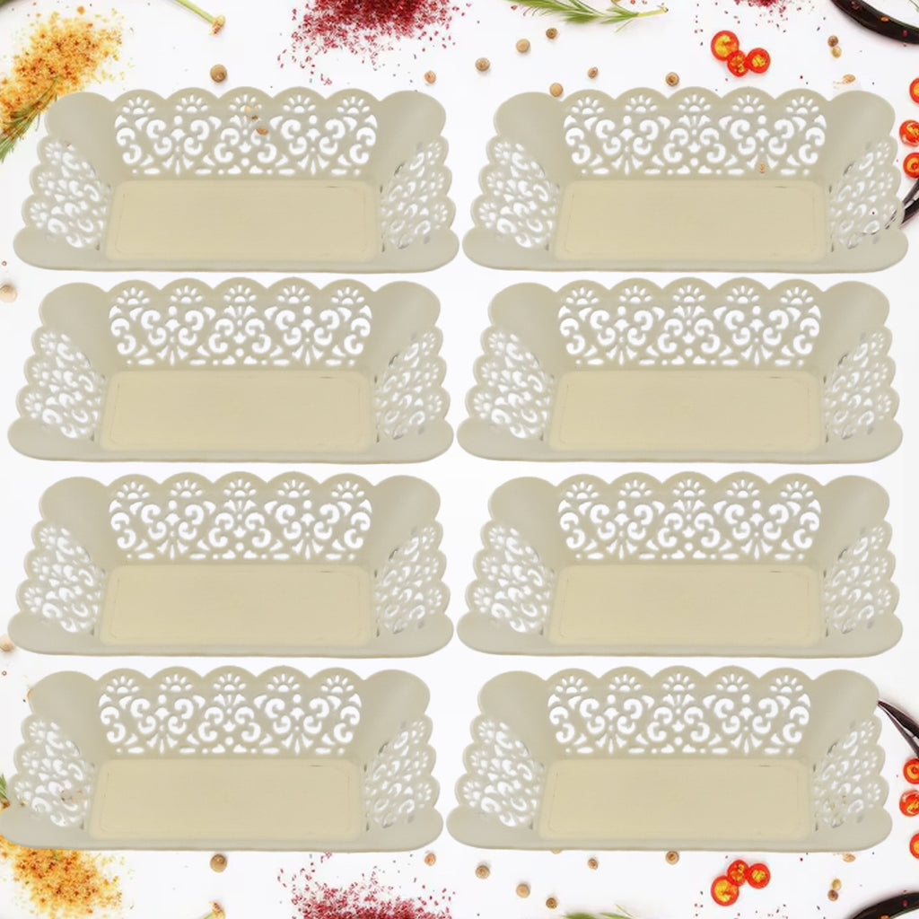 Rectangle Plastic Dinner Plate Snacks  Breakfast Restaurant Serving Trays Home School Coffee Hotel Kitchen Office (8 Pcs Set)