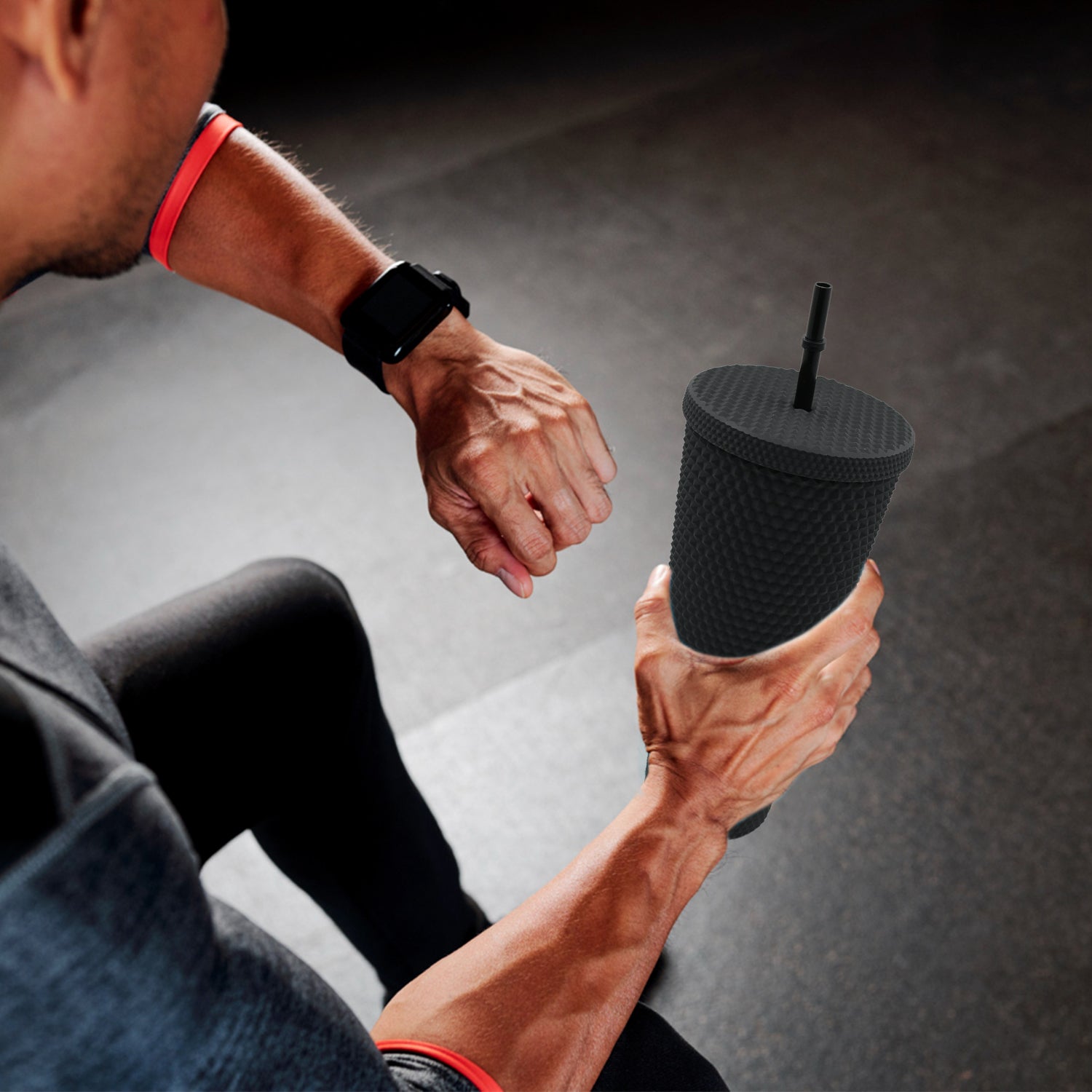 Cup With Straw Reusable Matte Studded Tumbler With Leak Proof Lid Water Cup Travel Mug Coffee Ice Water Bottle Double Walled Insulated Tumbler Bpa Free (1 Pc)