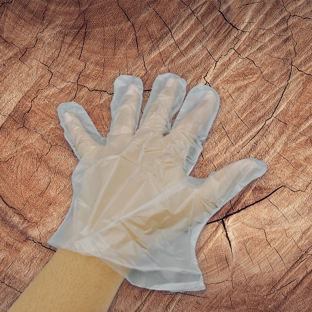 Large Size Plastic Transparent Disposable Clear Plastic Hand Gloves For Home Kitchen Hotels Hospitals Clinics Beauty Parlor Saloons (100 Pcs)