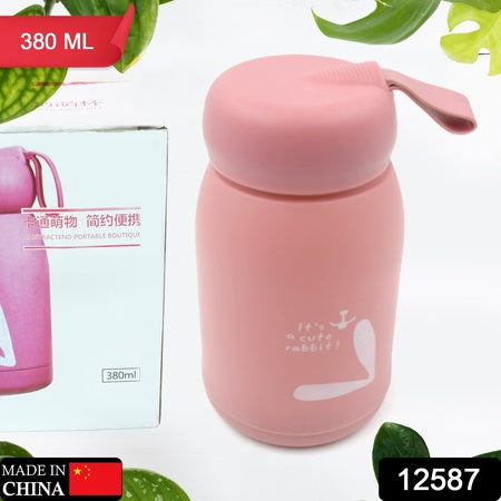 Cute Rabbit Printed Portable Insulated Water Bottle (380ml  1 Pc)