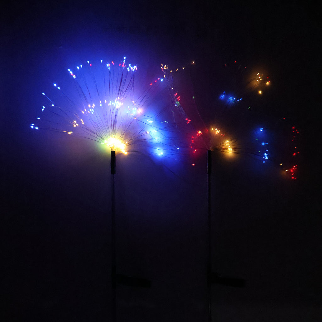 Solar Powered Multicolor Starburst Firework Garden Light Set (2 Pc  150 Led)