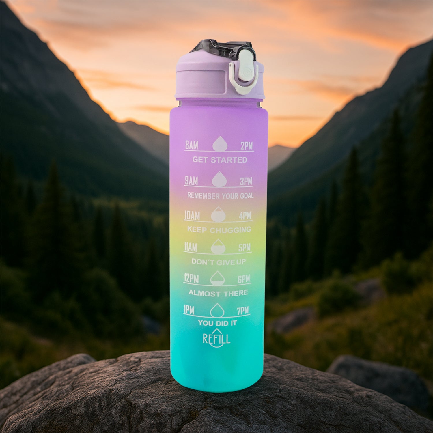 Motivational Water Bottle With Straw  Time Marker Bpa-free Tritan Portable Gym Water Bottle Leakproof Reusable Special Design For Your Sports Activity Hiking Camping