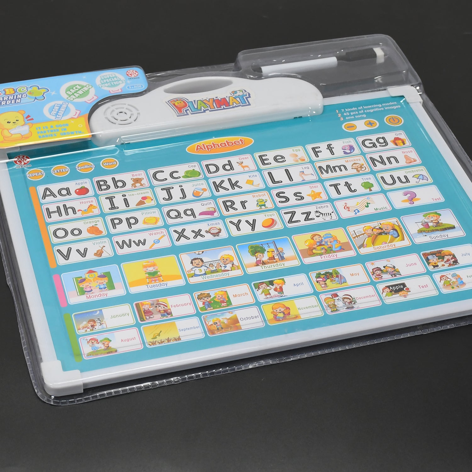 Learning Board 2in1 - Educational Pad For Kids Musical Board For Alphabet Abc Learning Toy Play Mat  Drawing With One Doodle Pen