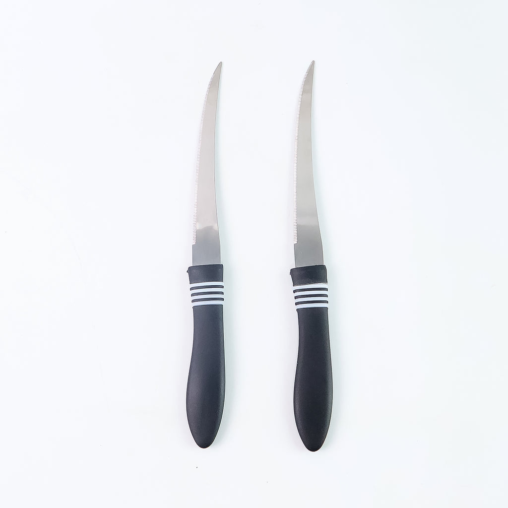 Premium Curved Serrated Stainless Steel Kitchen Knife Set (Mix Color  2 Pc)