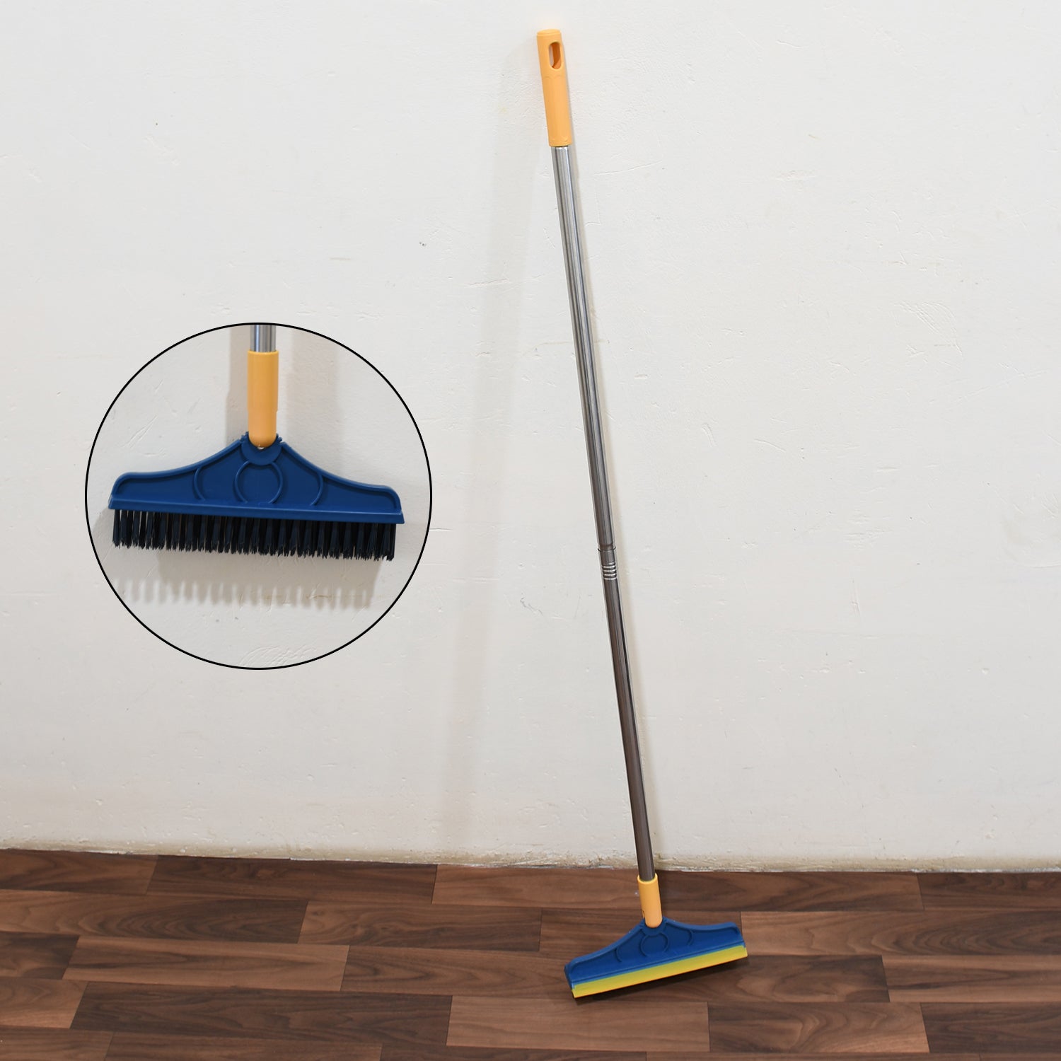 2 In 1 Cleaning Brush Long Handle Floor Brush Rotatable Cleaning Brush For Bathroom Kitchen 120 Degree Triangular Rotating Brush Head With Wiper