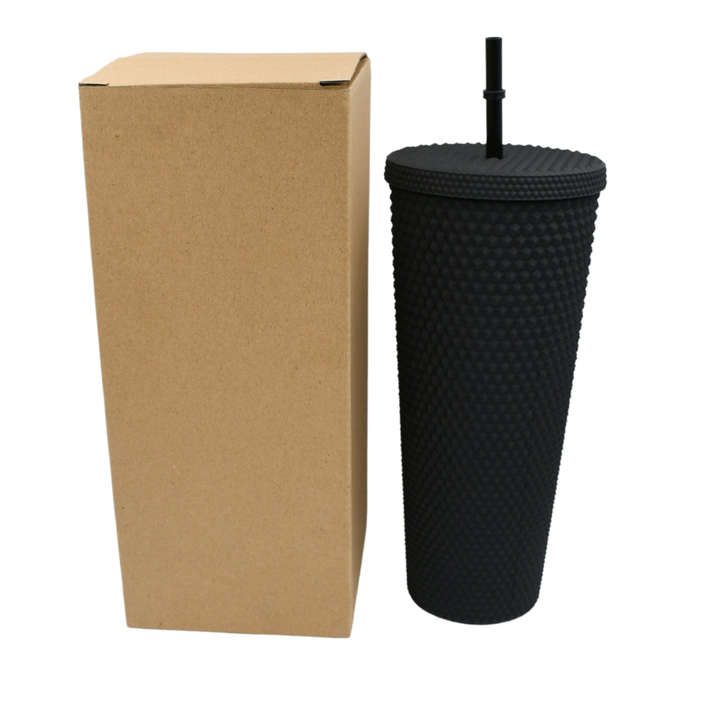 Cup With Straw Reusable Matte Studded Tumbler With Leak Proof Lid Water Cup Travel Mug Coffee Ice Water Bottle Double Walled Insulated Tumbler Bpa Free (1 Pc)