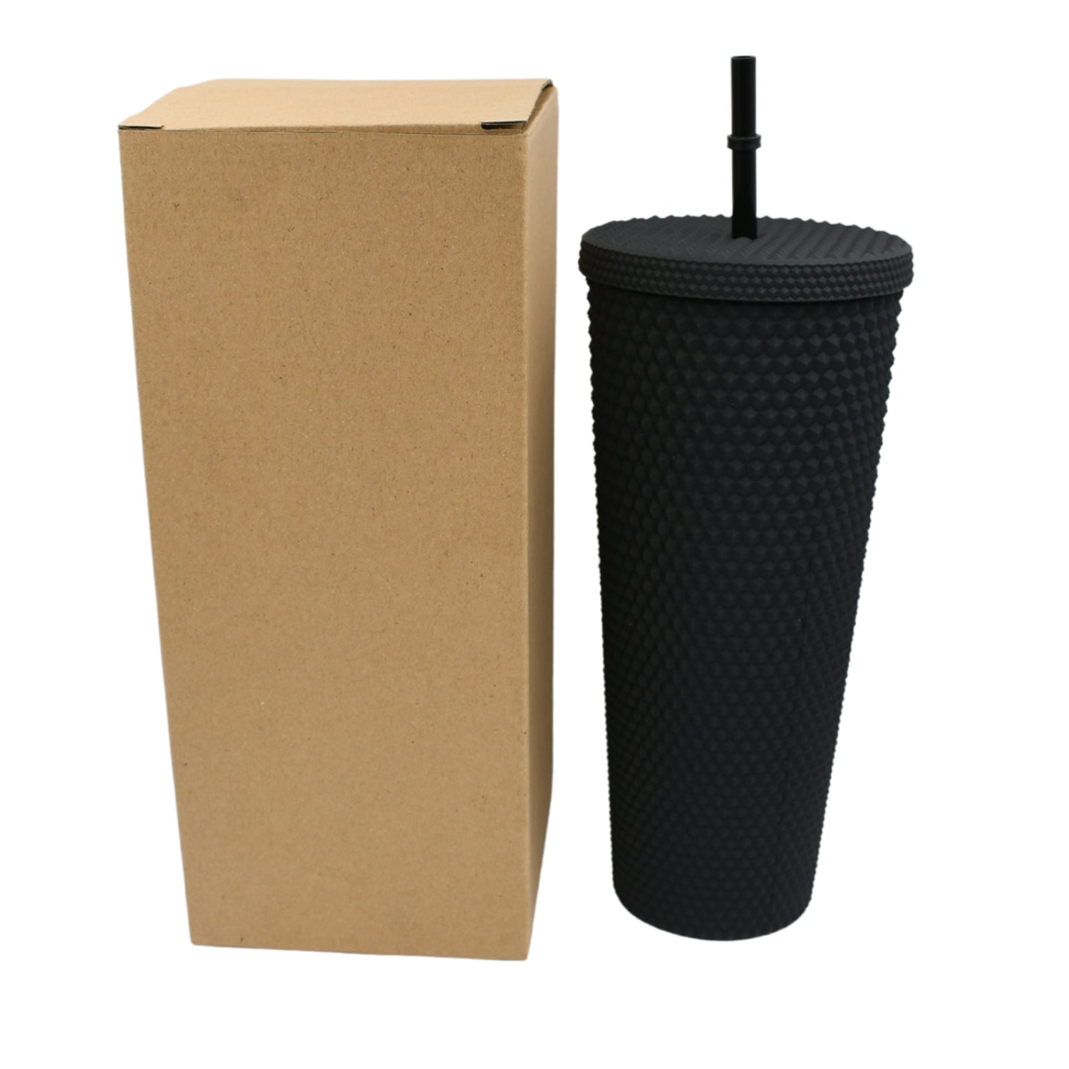 Cup With Straw Reusable Matte Studded Tumbler With Leak Proof Lid Water Cup Travel Mug Coffee Ice Water Bottle Double Walled Insulated Tumbler Bpa Free (1 Pc)