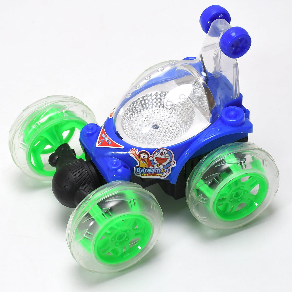 Rechargeable 360 Degree Stunt Rolling Remote Control Car With Colourful 3d Lights And Music For Kids