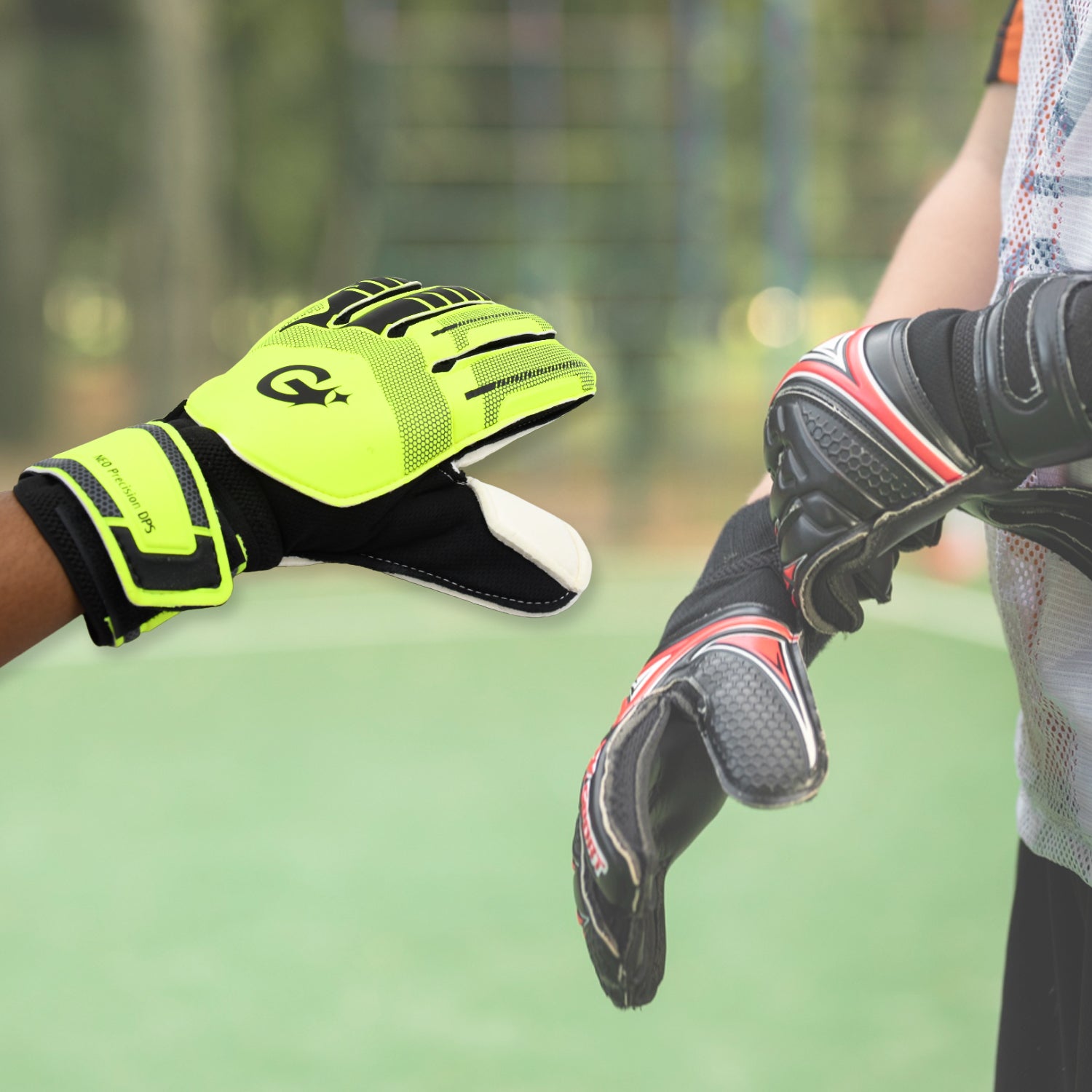 8064 Multi Function Finger Protection Sports Kids Goalkeeper Gloves Football Gloves For Boys Kids Adults Football Training Gloves Super Grip Palm Protection Gloves (1 Pair)