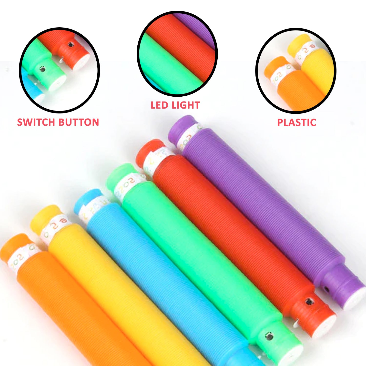 Mini Pop Tubes Colourful Tubes Sensory Toys Stretch Pipe Toy Fidget Tube Toys Pull Tubes Fidget Toys Sensory Stretch Tubes Fun Tubes For Autism Children Kids Adult Reduce Anxiety (Pack Of 12)