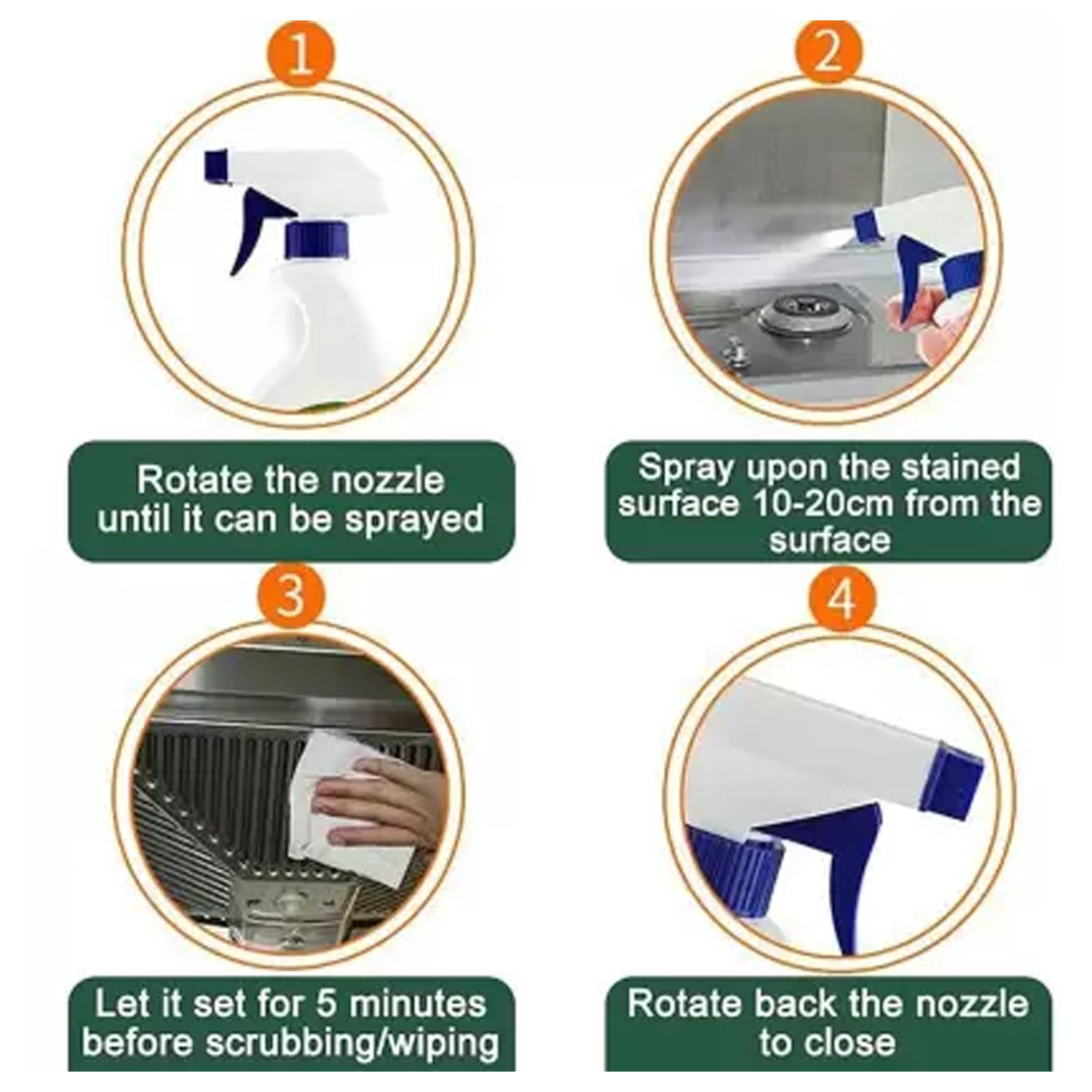 Kitchen Cleaner Spray Oil  Grease Stain Remover Stove  Chimney Cleaner Spray Non-flammable Nontoxic Magic Degreaser Spray For Kitchen Gas Stove Cleaning Spray (Approx 500ml)