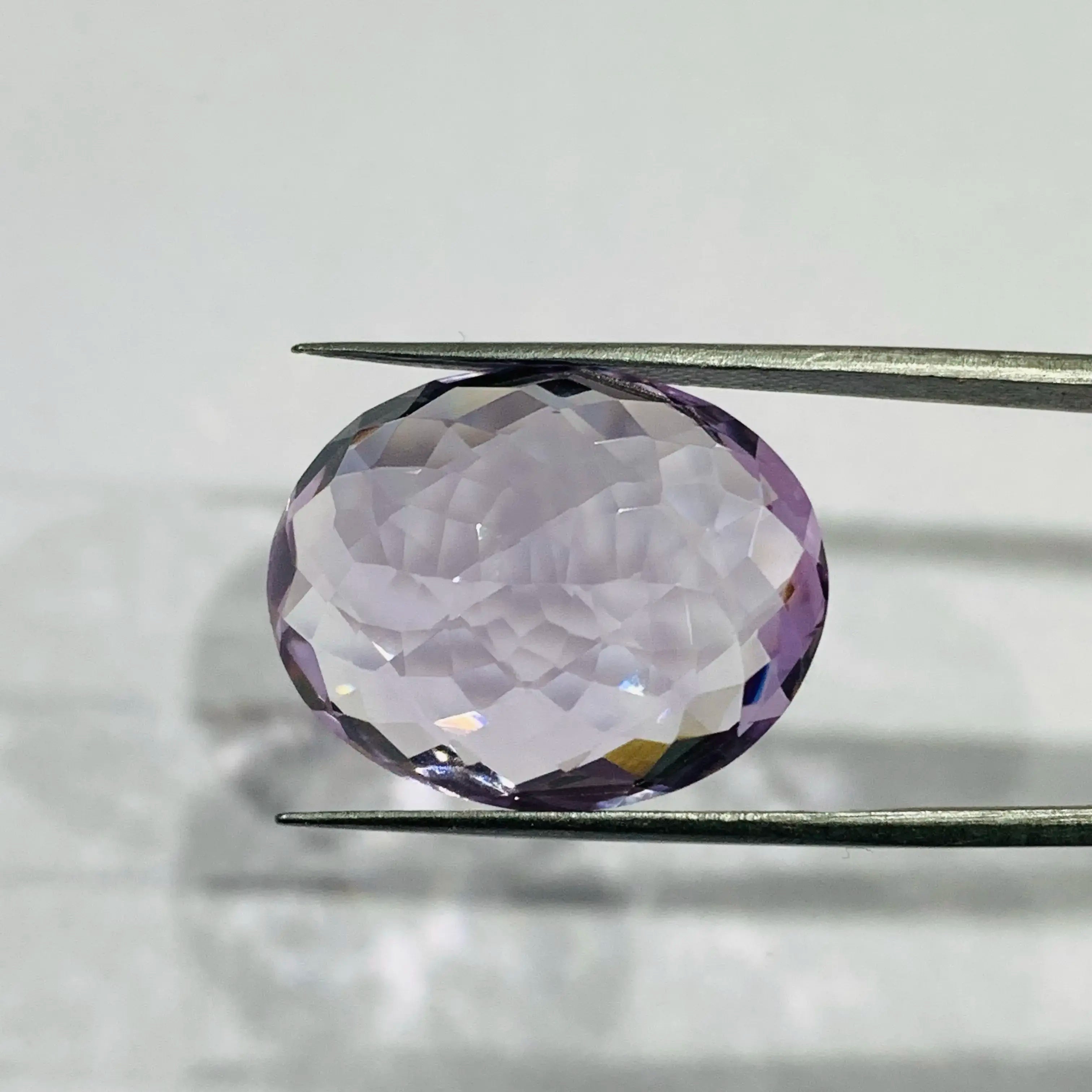 Natural Pink Amethyst Faceted Oval Gemstone