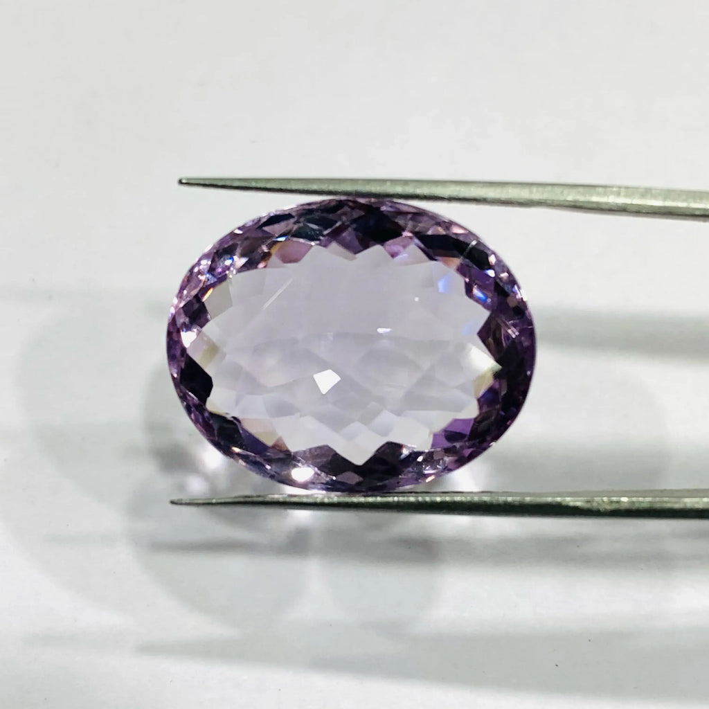 Natural Pink Amethyst Faceted Oval Gemstone