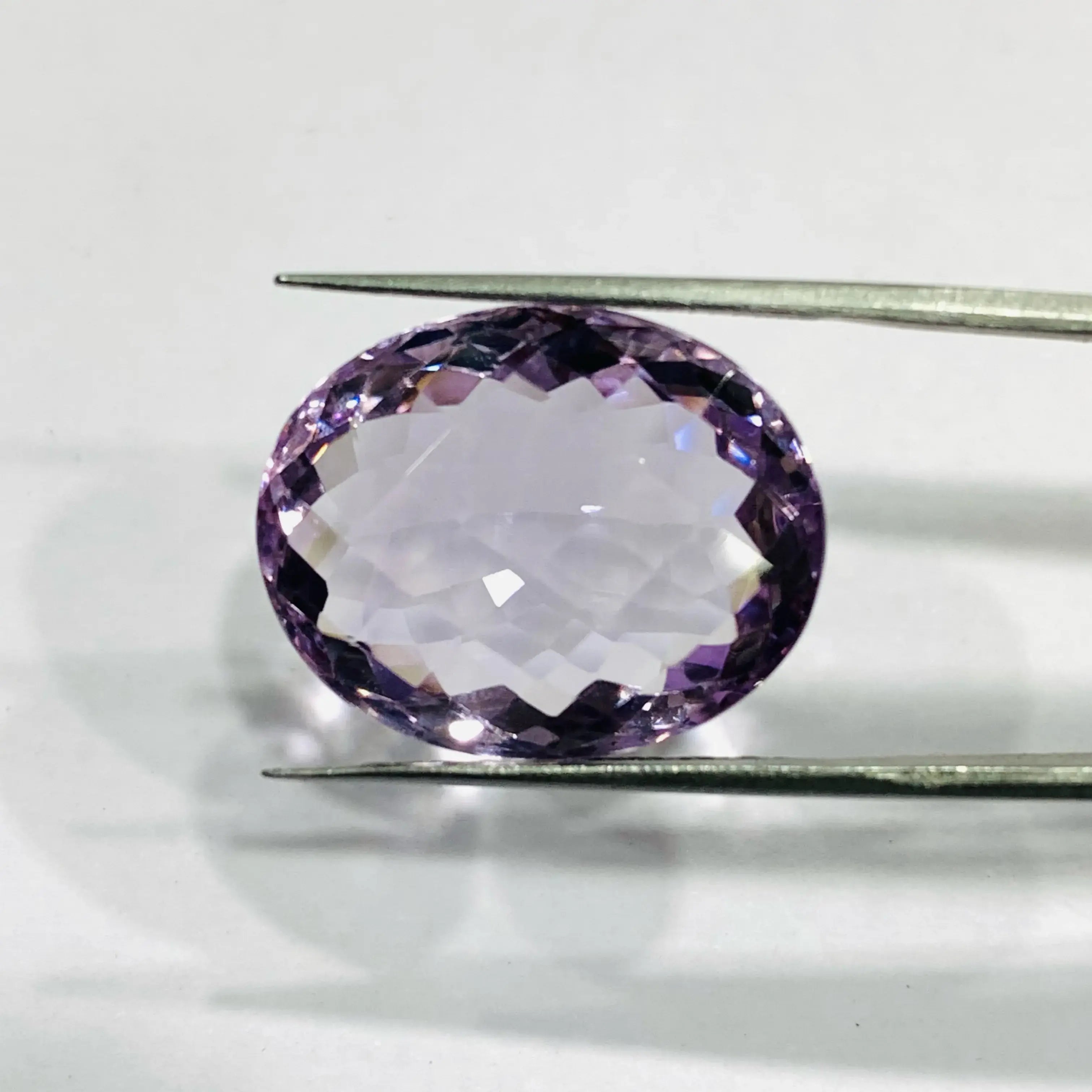 Natural Pink Amethyst Faceted Oval Gemstone