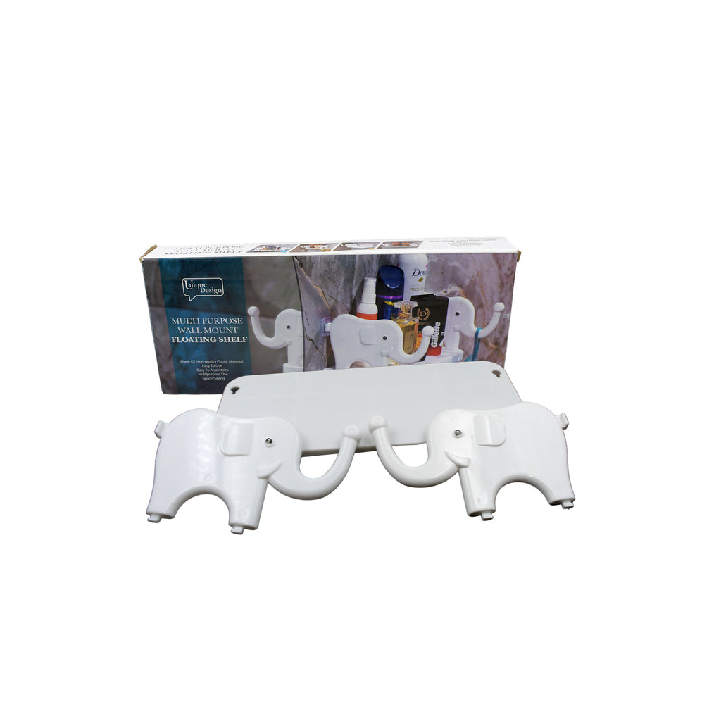 Multifunctional  Elephant Shaped Storage Shelf No Punching Wall Mounted Mini Storage Rack Creative Cute Elephant Shelf Organizer For Kitchen Bathroom Bedroom Study