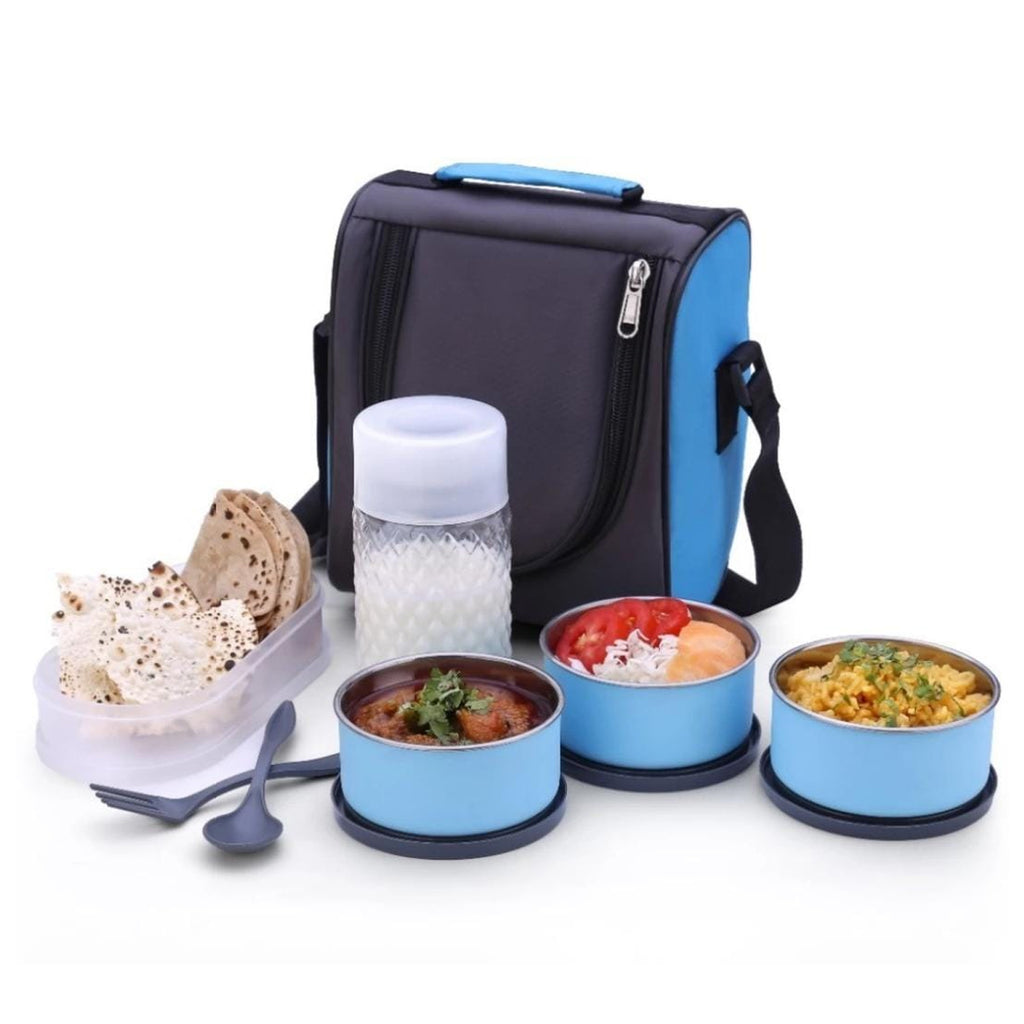 All In One Lunch Box With Fabric Bag For Office  School Use