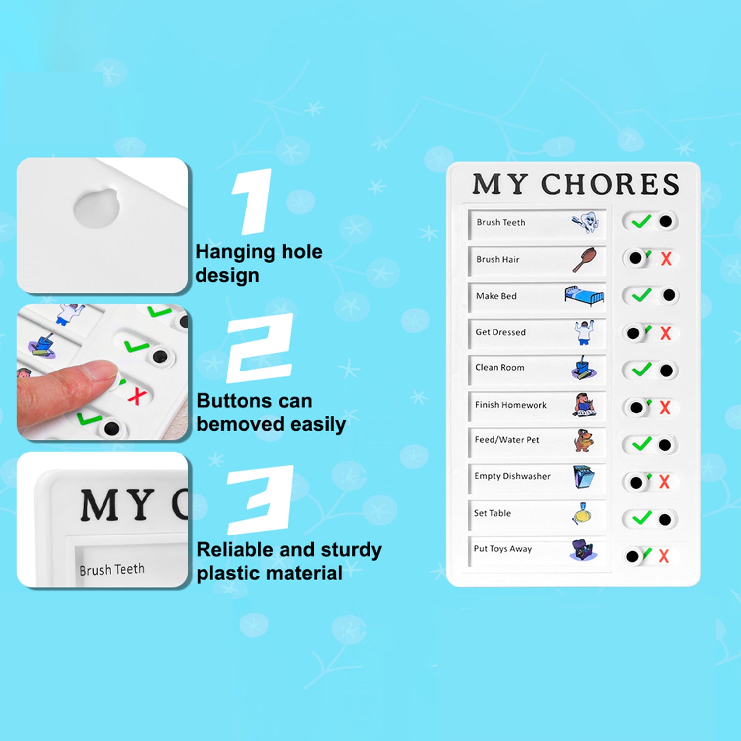 Portable My Chores Home Note Board Management Planning Memo Boards Reminding Time. (Size - 20x12cm)