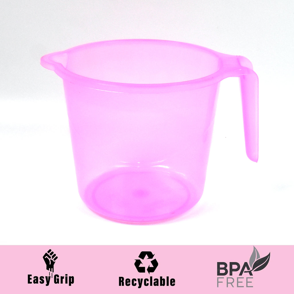 Plastic Round Transparent Bath Water Mug (1 Pc  1200 Ml  Mix Color)