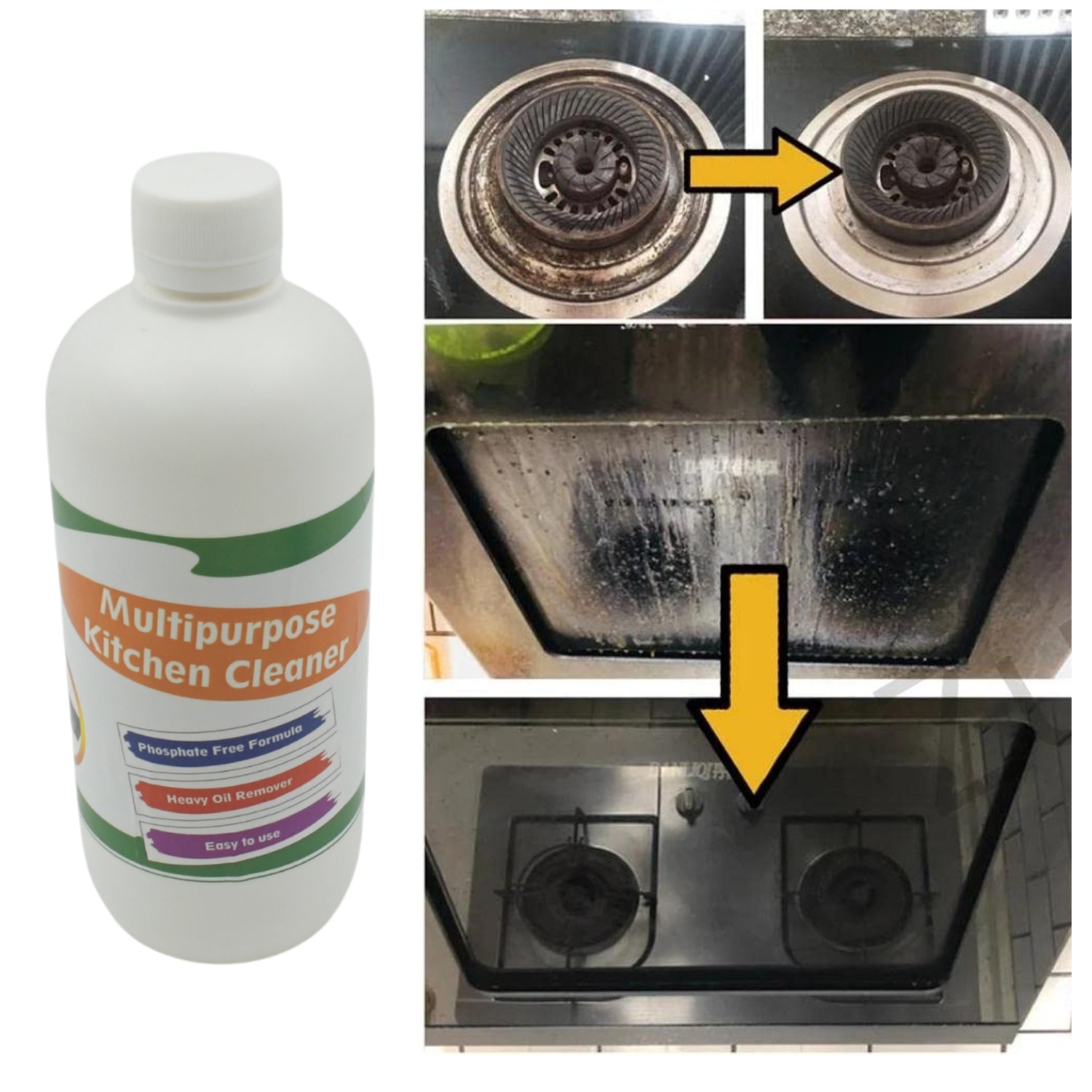 Kitchen Cleaner Spray Oil  Grease Stain Remover Stove  Chimney Cleaner Spray Non-flammable Nontoxic Magic Degreaser Spray For Kitchen Gas Stove Cleaning Spray (Approx 500ml)
