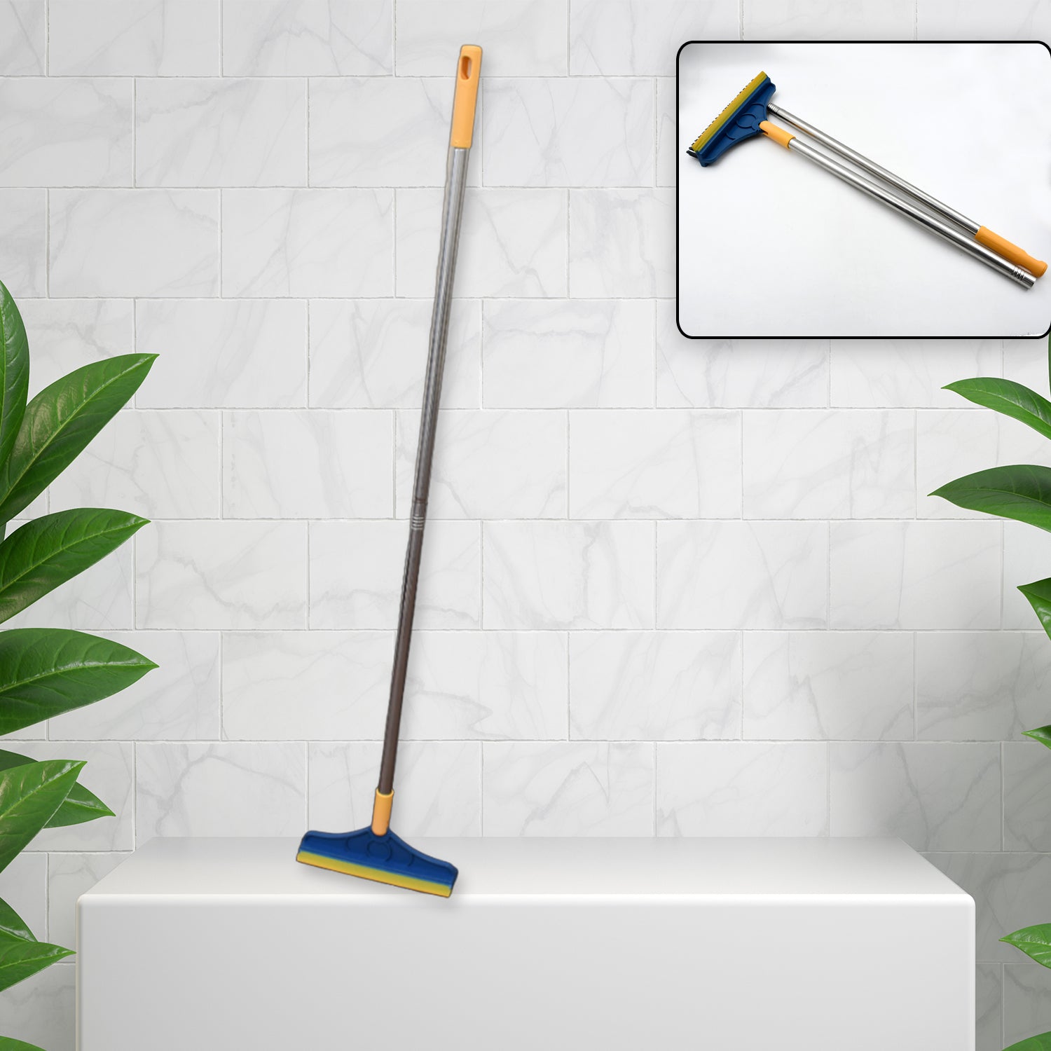 2 In 1 Cleaning Brush Long Handle Floor Brush Rotatable Cleaning Brush For Bathroom Kitchen 120 Degree Triangular Rotating Brush Head With Wiper