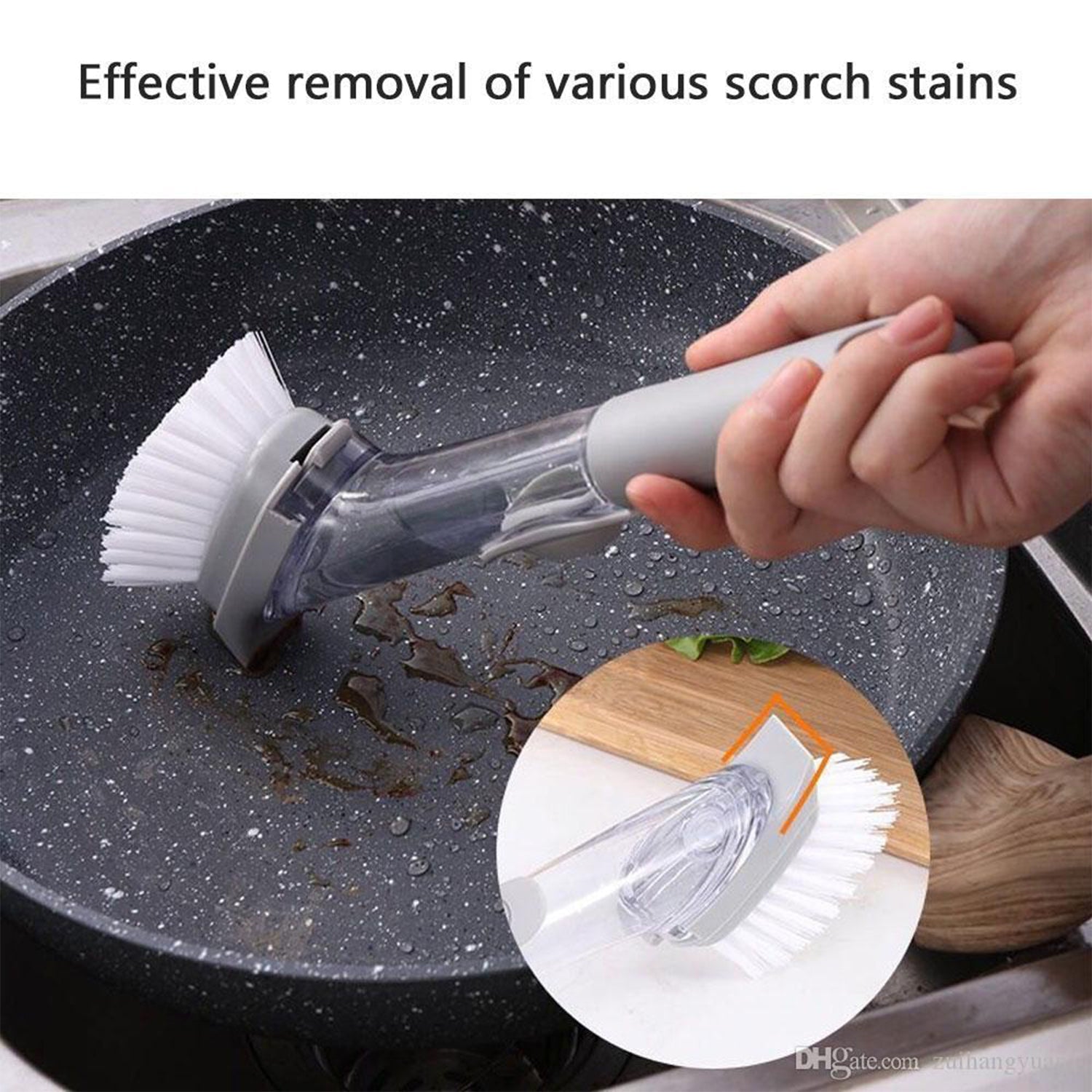 2-in-1 Dishwashing Brush Long Handle Wash Pot Brush Washing Dish