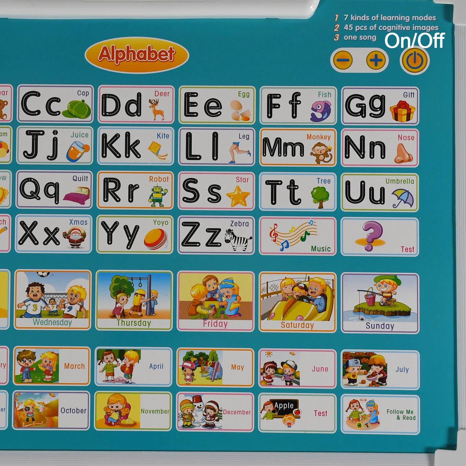 Learning Board 2in1 - Educational Pad For Kids Musical Board For Alphabet Abc Learning Toy Play Mat  Drawing With One Doodle Pen