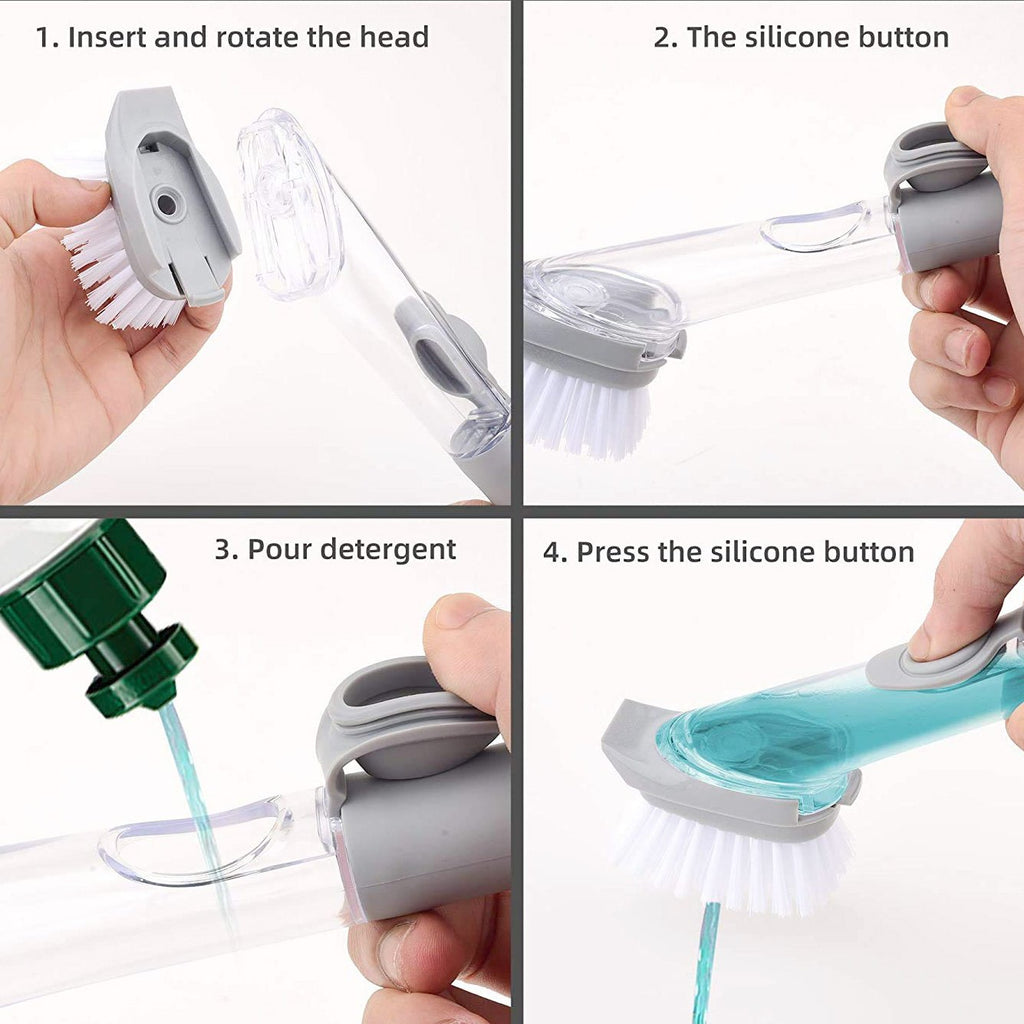 Automatic Liquid Dispenser Dish Clean Brush Scrubber