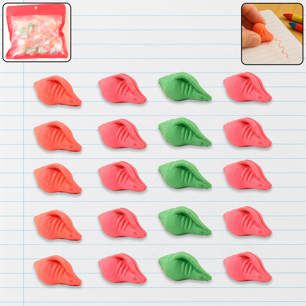 Shankh Shape Eraser Rubber (20 Pc  Mix Colour  Design)