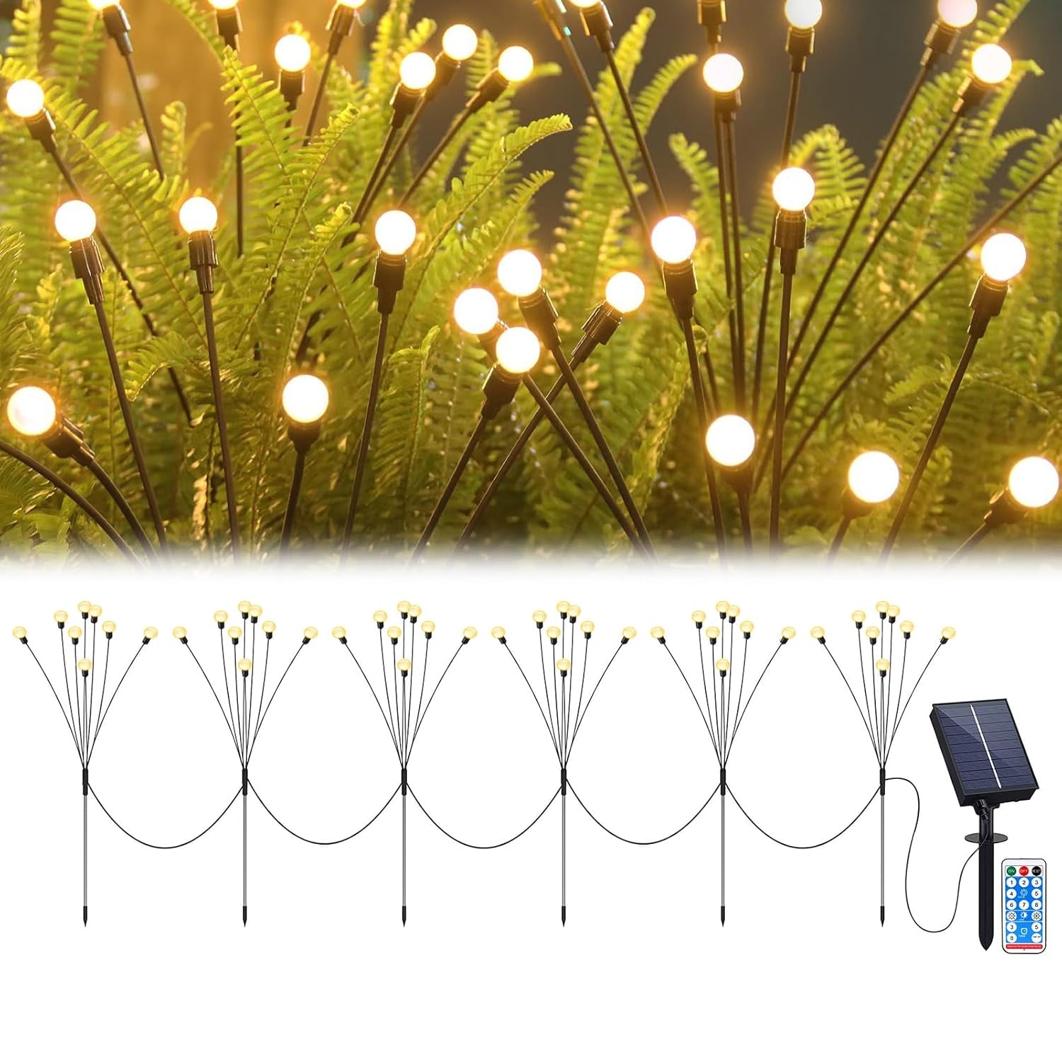 Solar-powered Warm White Garden Ball Light Set