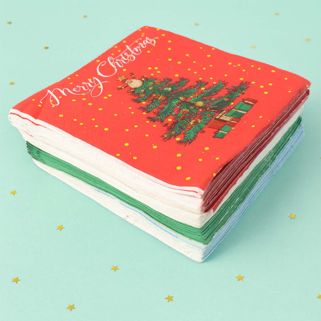 200 Pc Premium Festive Design Paper Napkins 10x10 Inch (26x26 Cm)