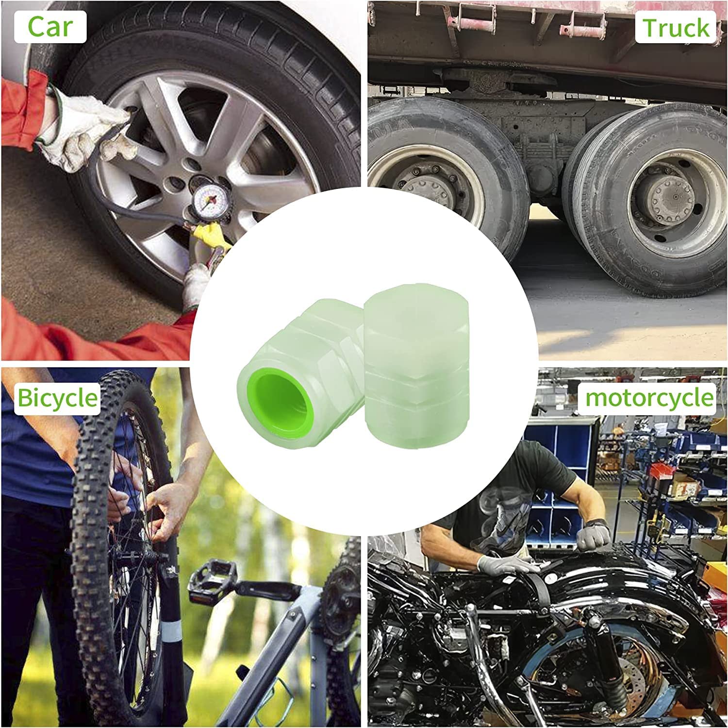 Tyre Valve Caps Luminous Glow Car Tire Air Stem Valve Cap Covers ( 4 Pcs )