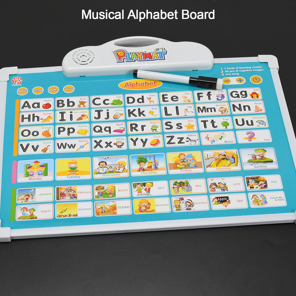 Learning Board 2in1 - Educational Pad For Kids Musical Board For Alphabet Abc Learning Toy Play Mat  Drawing With One Doodle Pen